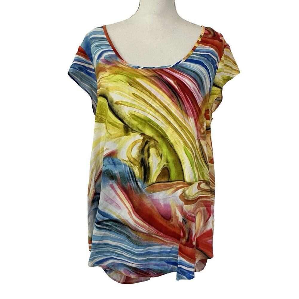 Jams World Womens Hawaiian EROS Colorful Top‎ Size XL Tropical Resort Vacation